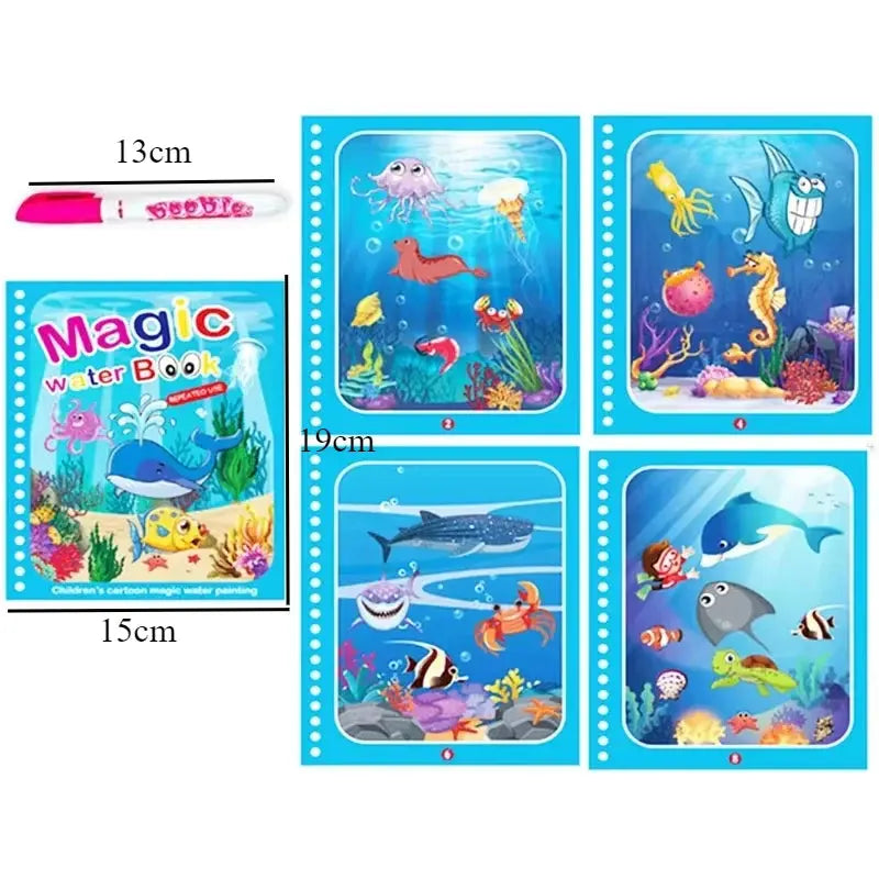 Children Early Education Toys Magical Book with Pen Water Drawing Toys Gift Reusable Coloring Book Magic Drawing Book Pinochio
