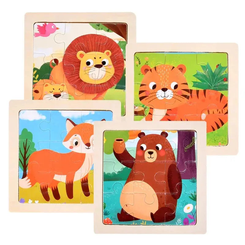 Child Animal Wooden Puzzle Montessori Cognitive Game Cartoon Traffic Tangram Educational Development Toy Baby Gift 2 3 years old Pinochio
