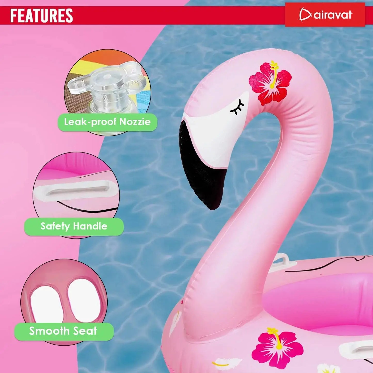 Summer Inflatable Toy Floating Seat Flamingo Shape Water Swimming Ring for Baby Outdoor Pool Inflatable Swimming Ring Water Toys Pinochio