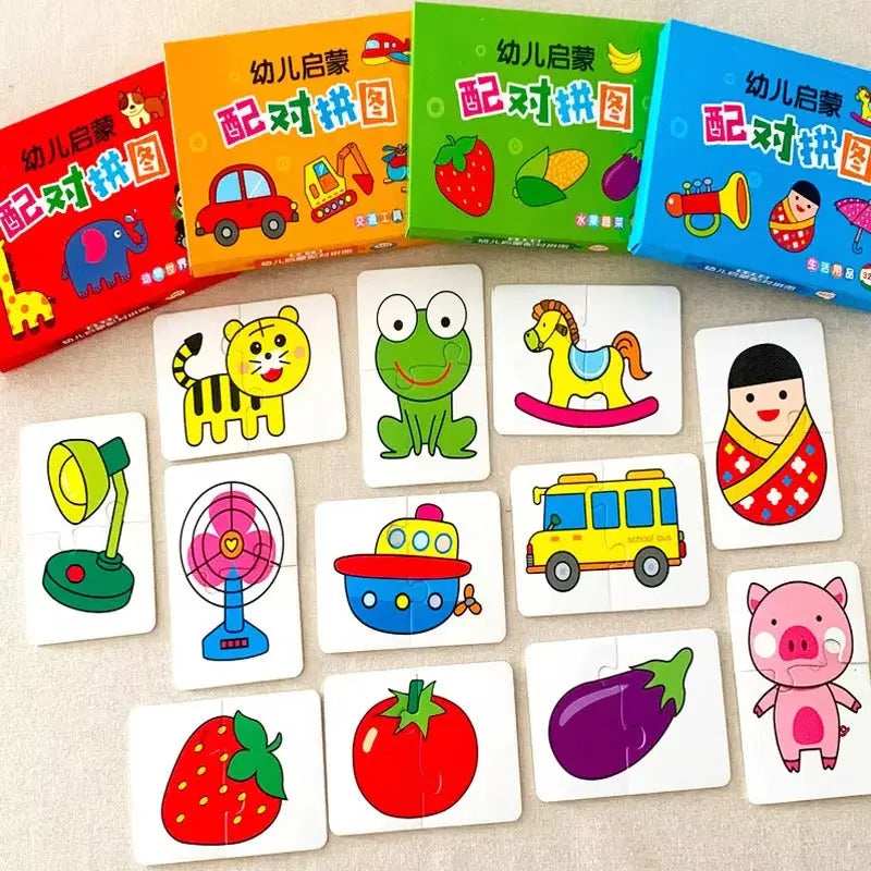 Animal Cards Matching Game Kids Puzzles Cartoon Pattern Cognitive Toys Fruit Traffic Memory Cards Children Early Educational Toy Pinochio