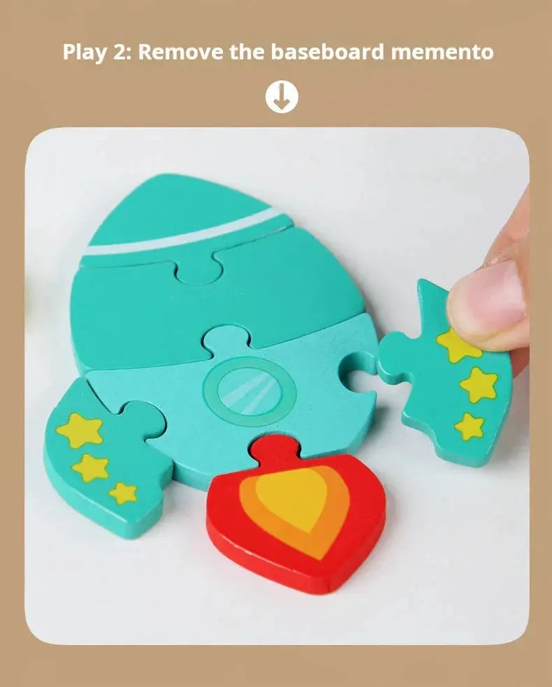 High Quality 3D Wooden Puzzle Baby Cartoon Animal Traffic Jigsaw Early Learning Cognition Game Puzzle Toys for Children Pinochio