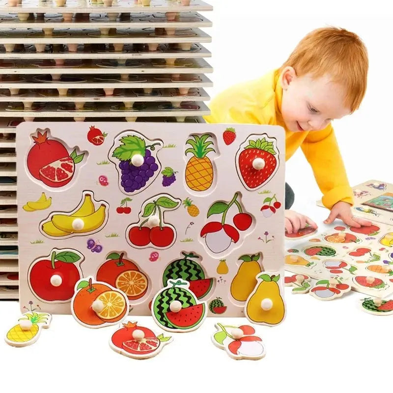 Montessori Child Puzzle Educational Baby Toys Kids Wooden Puzzle Board Jigsaw Puzzle Games Toys For Children 1 2 3 Years Pinochio