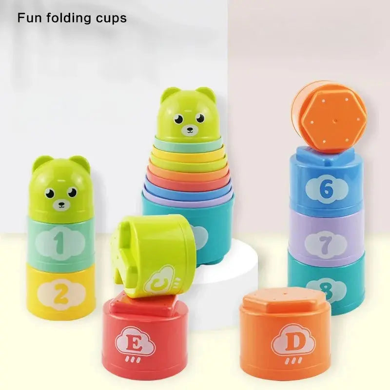 Kid Brain Response Battle Fold Cup Hand Speed Competition Fold Cup Baby Stack Game Early Education Puzzle Train Board Games Toy Pinochio