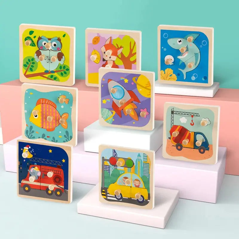 Montessori Child Puzzle Educational Baby Toys Kids Wooden Puzzle Board Jigsaw Puzzle Games Toys For Children 1 2 3 Years Pinochio