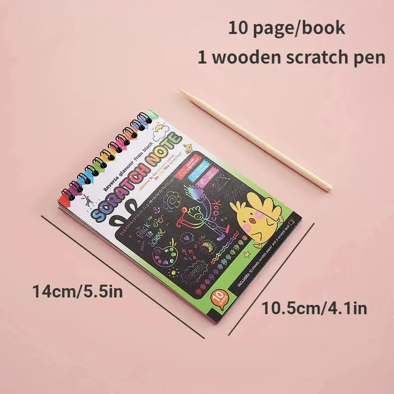 Scratch Paper Art Set Rainbow Magic Scratch Paper Kids Scratch Off Art Crafts Kit Drawing Painting Notebook DIY Girls Boys Toys Pinochio