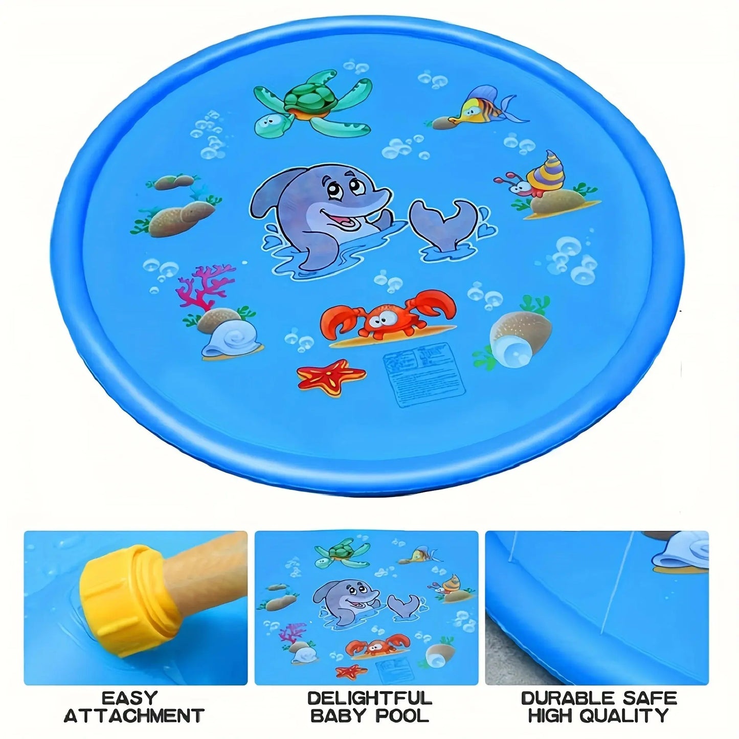 39.37inch Round Splash Pad Kids Sprinkler Pool Summer Outdoor Water Toys Fun Backyard Fountain Play Mat for Children And Pets Pinochio