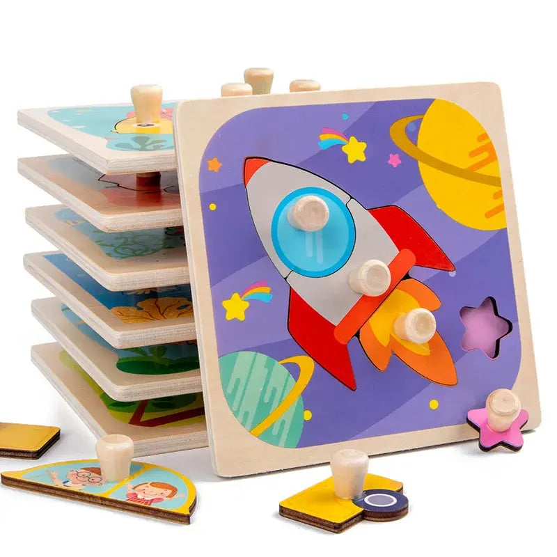 Montessori Child Puzzle Educational Baby Toys Kids Wooden Puzzle Board Jigsaw Puzzle Games Toys For Children 1 2 3 Years Pinochio