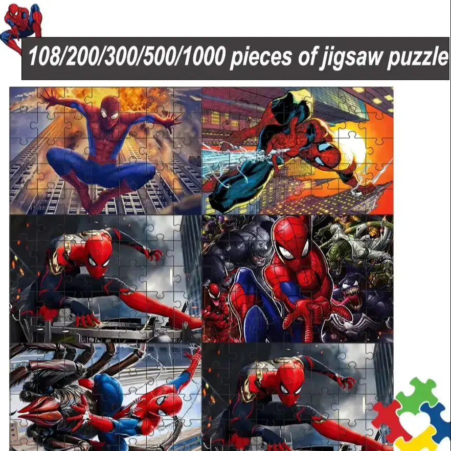 108/200/300/500/1000pcs Spider Man puzzles, gifts, Wooden high-quality floor puzzle Pinochio