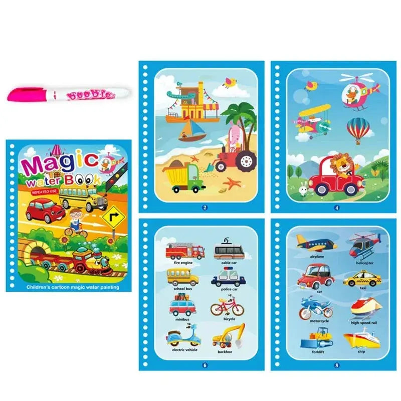Children Early Education Toys Magical Book with Pen Water Drawing Toys Gift Reusable Coloring Book Magic Drawing Book Pinochio