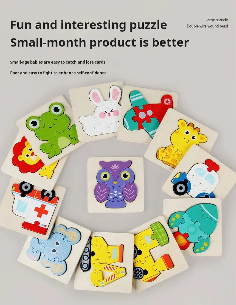High Quality 3D Wooden Puzzle Baby Cartoon Animal Traffic Jigsaw Early Learning Cognition Game Puzzle Toys for Children Pinochio