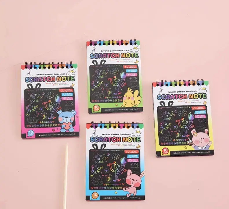 Scratch Paper Art Set Rainbow Magic Scratch Paper Kids Scratch Off Art Crafts Kit Drawing Painting Notebook DIY Girls Boys Toys Pinochio