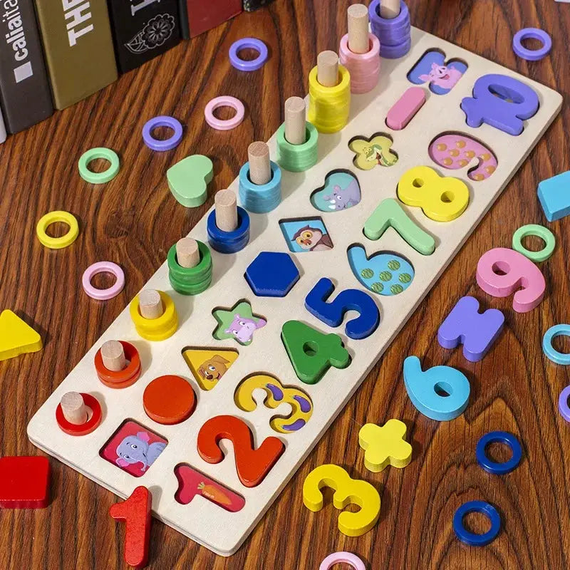 Educational Wooden Toys Children Busy Board Math Fishing Children's Wooden Preschool Montessori Toys Counting Geometry Kids Toys Pinochio