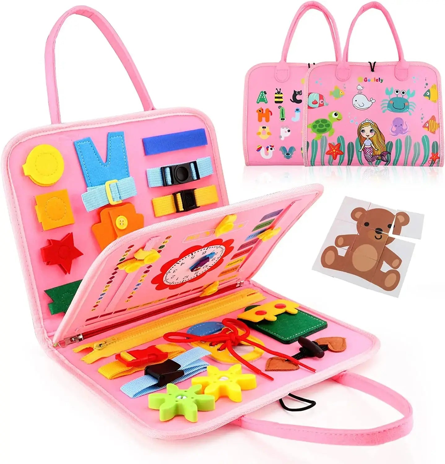 Montessori Toddler Busy Board,Autism Sensory Toys,Educational Activity Motor Skills Baby, Life Skills Learning Toys for Kids Pinochio