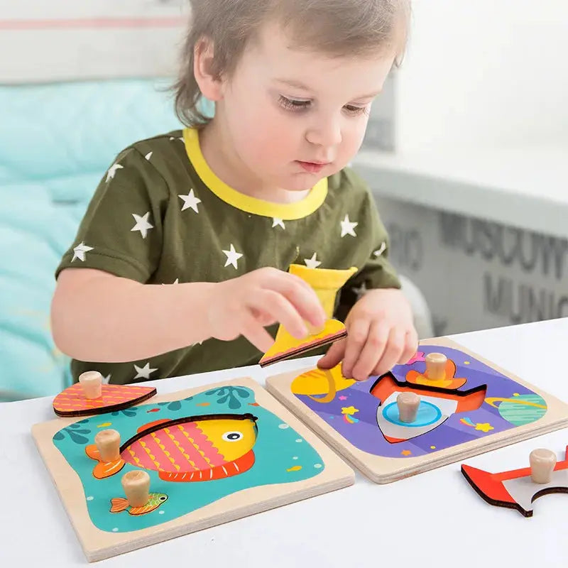 Montessori Child Puzzle Educational Baby Toys Kids Wooden Puzzle Board Jigsaw Puzzle Games Toys For Children 1 2 3 Years Pinochio
