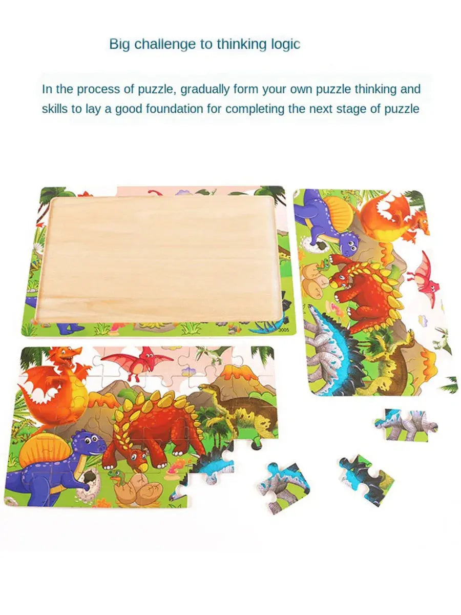 1pc 30 Pieces Wooden Jigsaw Puzzle Kids Cartoon Animal Vehicle Puzzles Games Montessori Learning Educational Toys for Children Pinochio