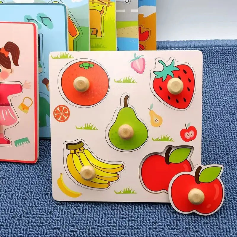 Kids Montessori 3D Wooden Puzzle Hands Grab Child Puzzle Educational Learning Toys Baby Games Puzzles For Kids 1 2 3 Years Old Pinochio