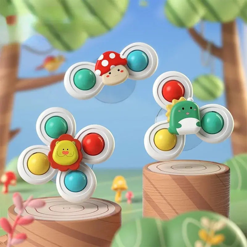Baby Suction Cup Spinner Bath Toys for Age 1 2 3 Boys Girls Spinning Sensory Toys Airplane Car Travel Dining Chairs Window Toys Pinochio
