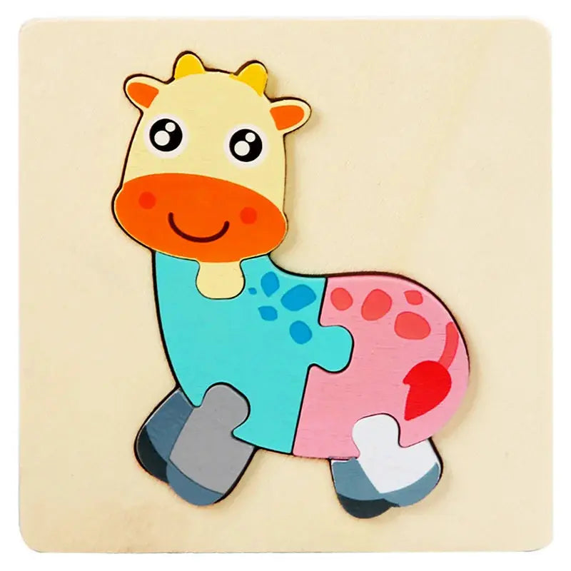 Wooden Puzzle Montessori Animals Carton Colorful Learning Education Toys Tangram Jigzaw Cognitive Wood For Children Kids Gift Pinochio