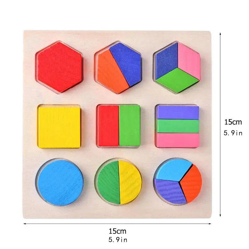 Wooden Puzzle Geometric Shapes 3D Puzzle Montessori Toys Sorting Math Preschool Learning Wood Puzzles Toys For Kids Pinochio