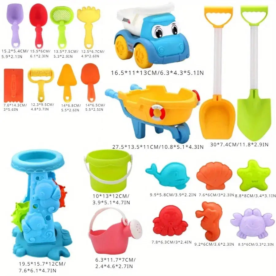 Children's Beach Toy Set, ATV, Sand Digging and Water Toy, Beach Bucket, Hourglass, Shovel, Beach Sand Play Tool Random Colors Pinochio