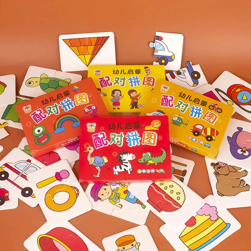 32 Pcs Enlightenment Card Matching Puzzle Early Education Cartoon Pattern Cognitive Boys and Girls Toys Pinochio
