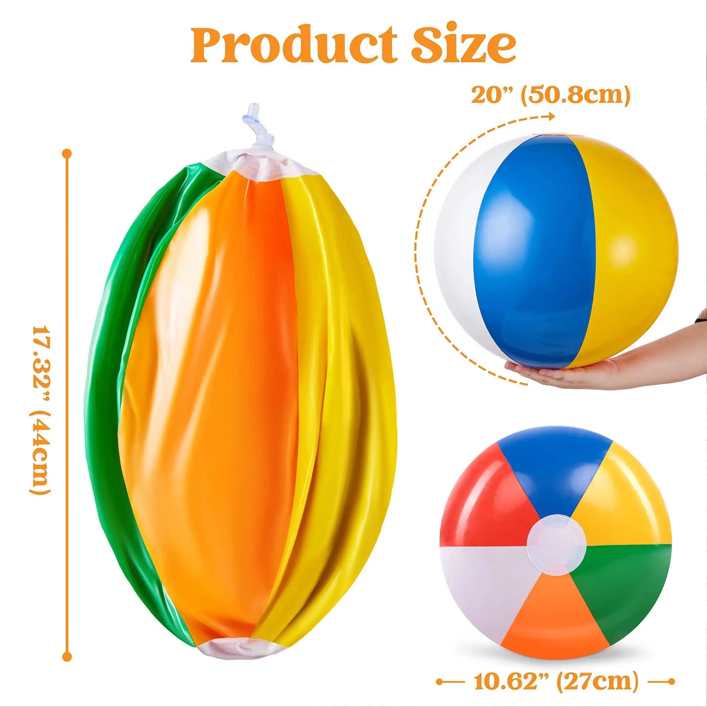 20" 4pcs Beach Balls Large Rainbow Beach Ball Inflatable Swimming Pool Water Games Toys for Kids Summer Beach Party Fun Gifts Pinochio