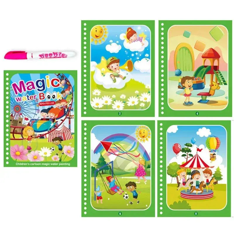 Children Early Education Toys Magical Book with Pen Water Drawing Toys Gift Reusable Coloring Book Magic Drawing Book Pinochio