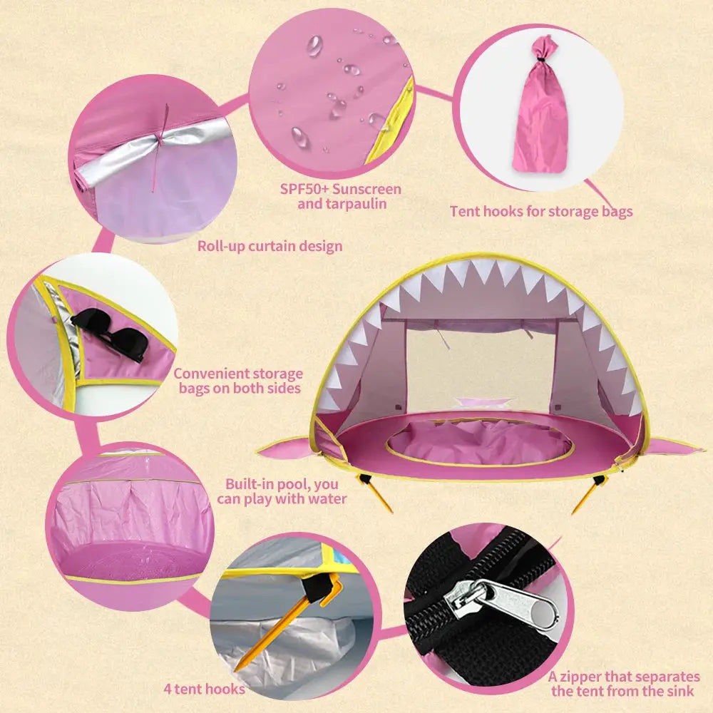 Baby Beach Tent Uv-protecting Sunshelter With A Pool Baby Kids Beach Tent Pop Up Portable Shade Pool UV Protection Sun Shelter Pinochio
