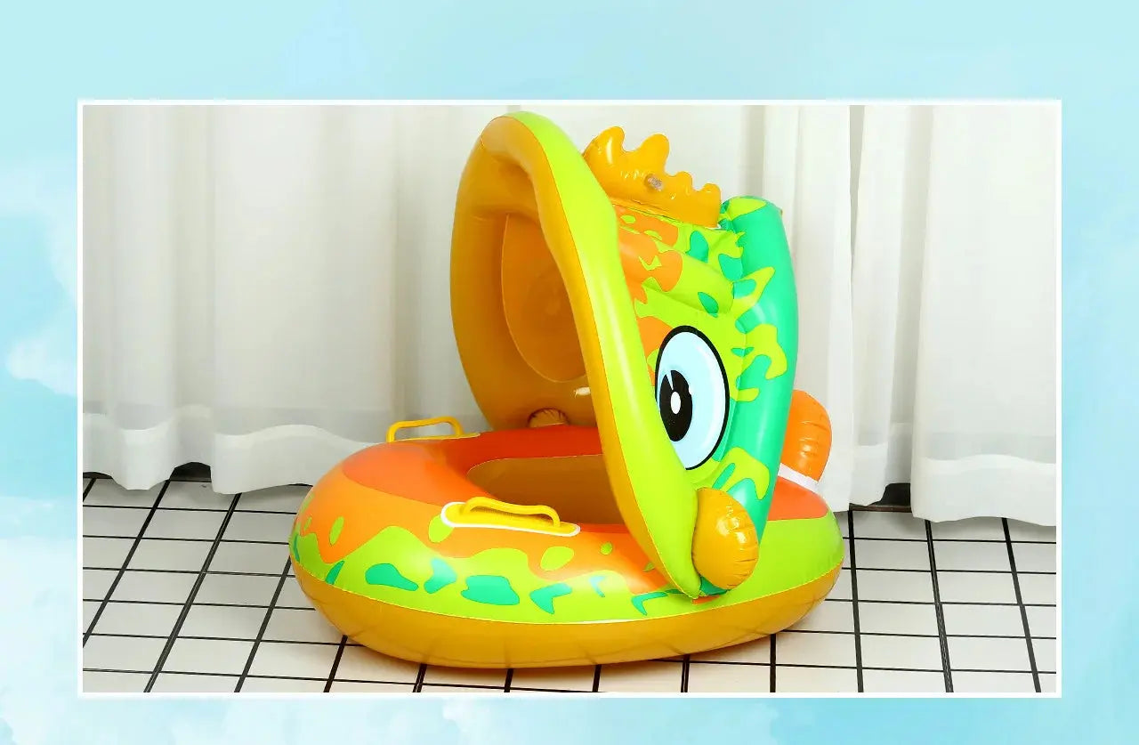 Inflatable Baby Swim Ring Seat Floating Sun Shade Toddler Swim Circle Outdoor Swimming Pool Bathtub Beach Party Summer Water Toy Pinochio