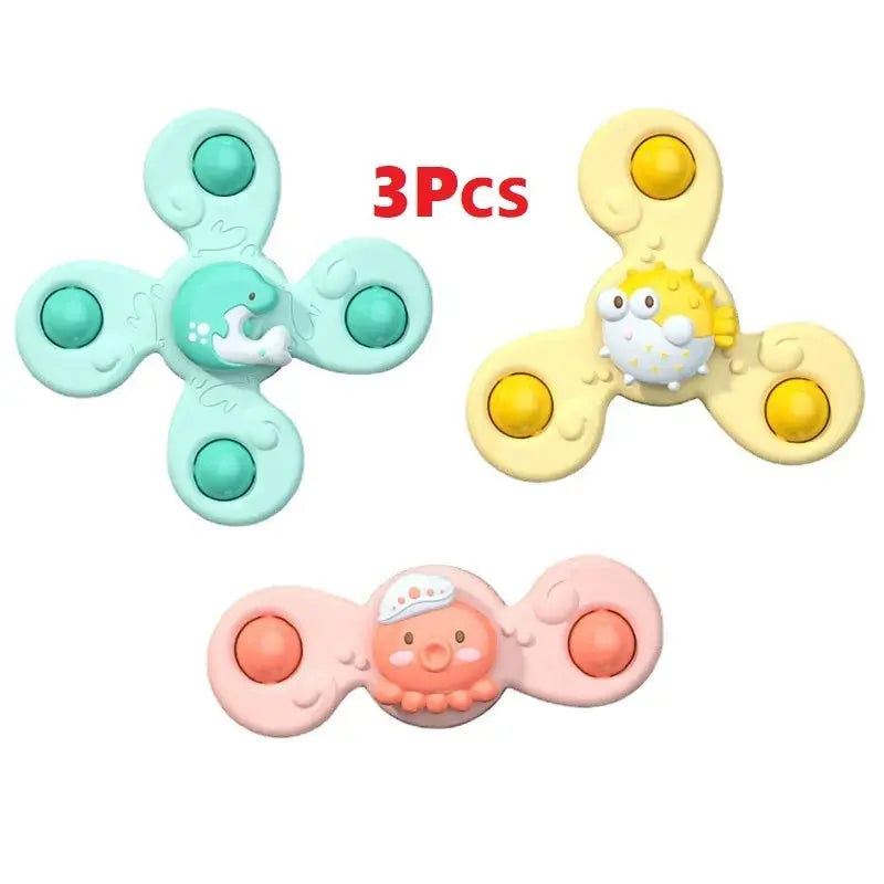 Baby Suction Cup Spinner Bath Toys for Age 1 2 3 Boys Girls Spinning Sensory Toys Airplane Car Travel Dining Chairs Window Toys Pinochio
