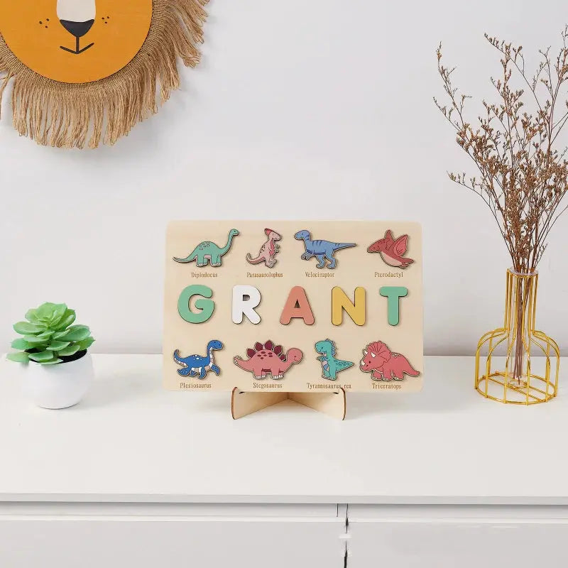 Montessori Personalised Wooden Puzzle Custom Baby Name Jigsaw Board Toddlers Educational Shape Matching Toys Customized Birthday Pinochio