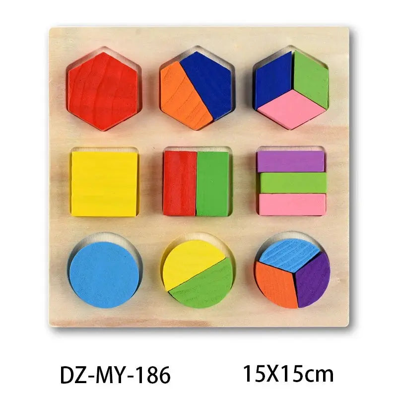 Wooden Puzzle Geometric Shapes 3D Puzzle Montessori Toys Sorting Math Preschool Learning Wood Puzzles Toys For Kids Pinochio