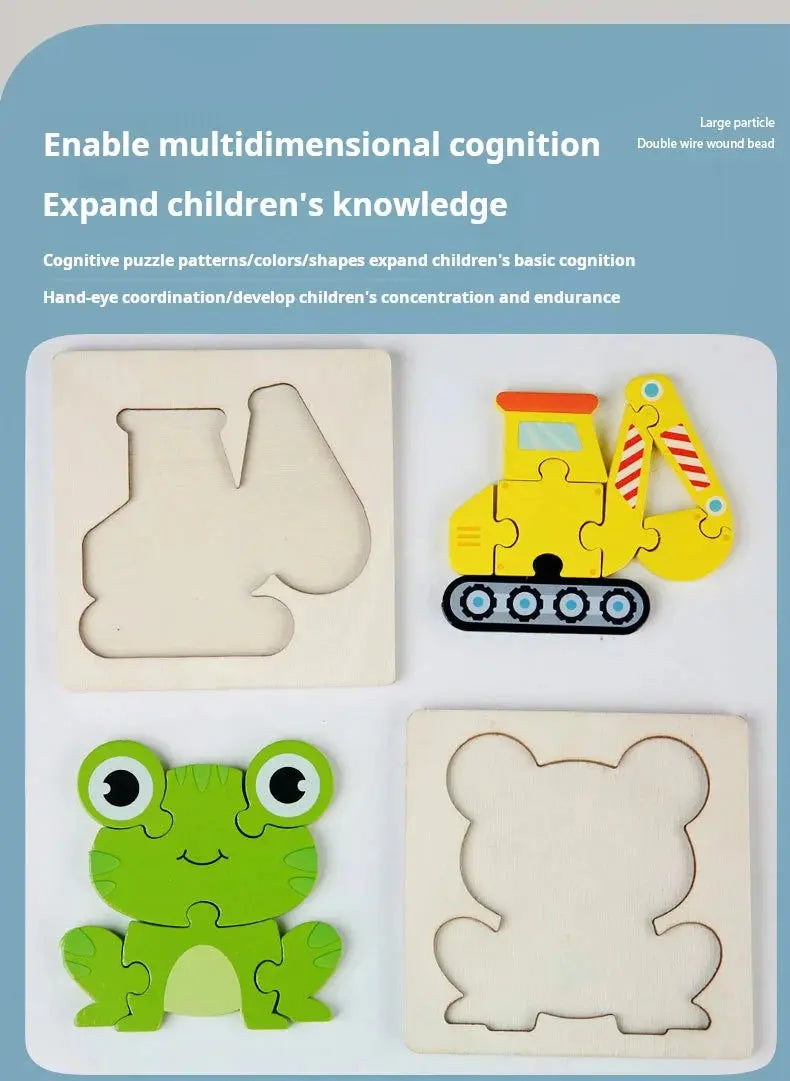 High Quality 3D Wooden Puzzle Baby Cartoon Animal Traffic Jigsaw Early Learning Cognition Game Puzzle Toys for Children Pinochio