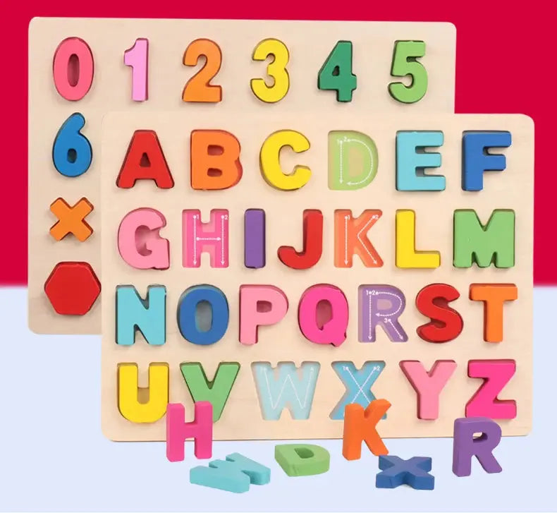 Montessori Kids Toy Education Development Wooden Puzzle for Children 1 2 3 Years Matching Alphabet Enlightenment Cognitive Games Pinochio