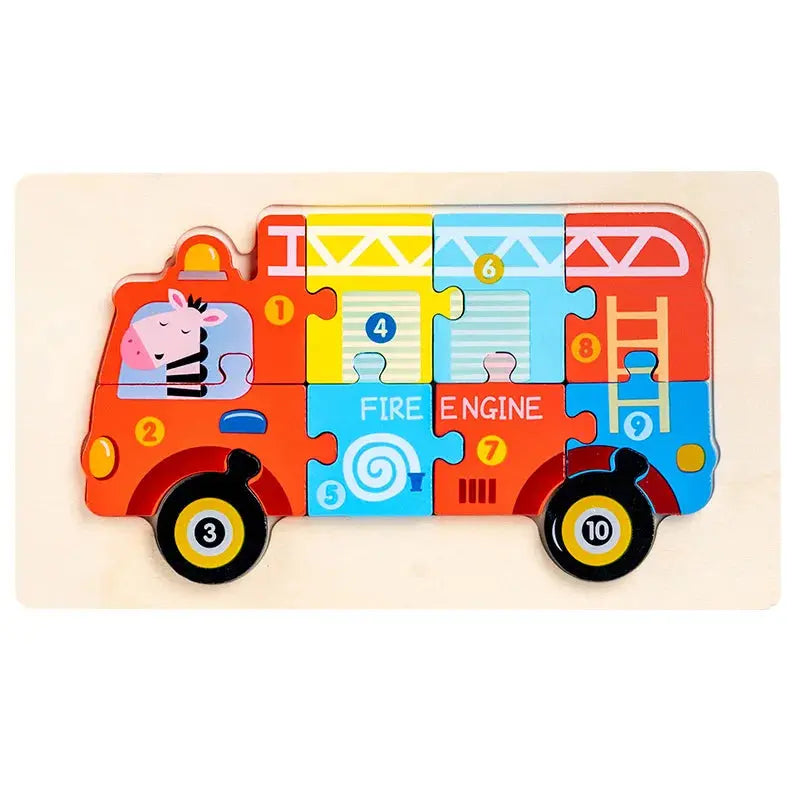 Wooden Puzzle Board 1 2 3 Year Children Puzzle Vehicles Pattern Colorful Numbered For Kids Toddlers Learning Educational Gifts Pinochio