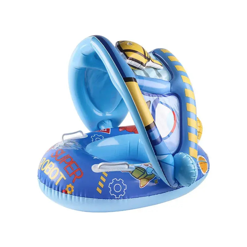 Inflatable Baby Swim Ring Seat Floating Sun Shade Toddler Swim Circle Outdoor Swimming Pool Bathtub Beach Party Summer Water Toy Pinochio