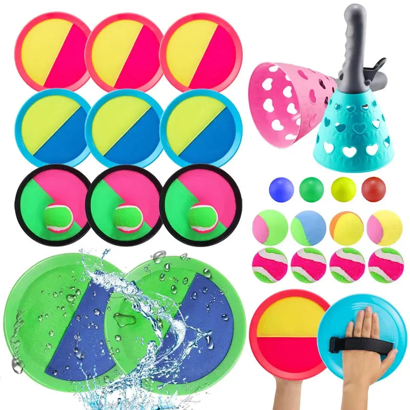 Children Sports Toys Toss & Catch Ball Sticky Balls Summer Outdoor Beach Toy Multiplayer Game Parent-child Interaction Gifts TMZ Pinochio
