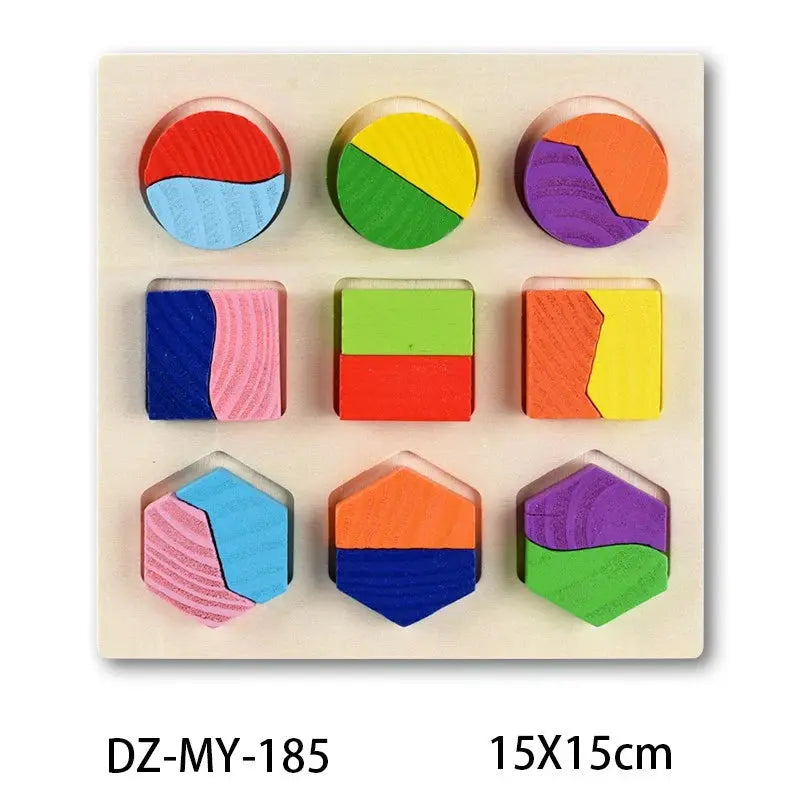 Wooden Puzzle Geometric Shapes 3D Puzzle Montessori Toys Sorting Math Preschool Learning Wood Puzzles Toys For Kids Pinochio