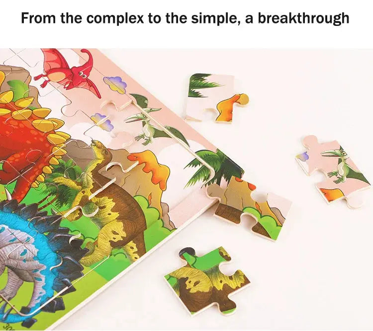 New 30 Pieces Wooden Puzzles Cartoon Animal Traffic Tangram Wood 3d Puzzle Montessori Educational Toys for Children Gifts Pinochio