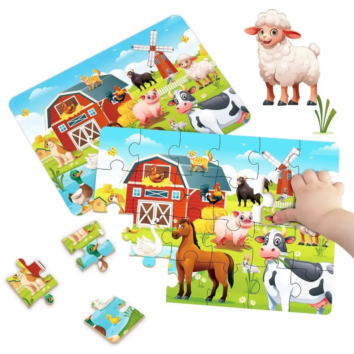 Kids Cartoon Animal Jigsaw Puzzles Montessori Educational Toys Parent-Child Theme Game Paper Educational Gift for Children Pinochio