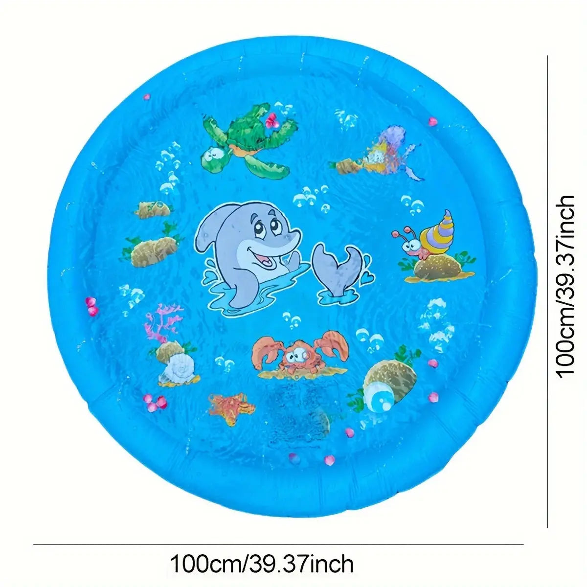 39.37inch Round Splash Pad Kids Sprinkler Pool Summer Outdoor Water Toys Fun Backyard Fountain Play Mat for Children And Pets Pinochio
