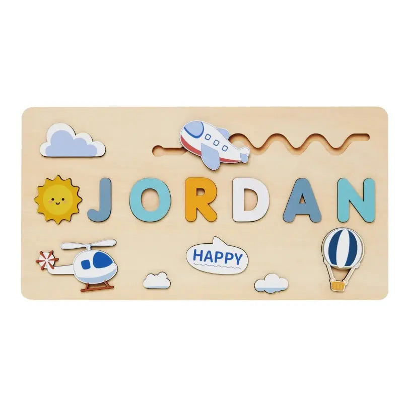Montessori Personalised Wooden Puzzle Custom Baby Name Jigsaw Board Toddlers Educational Shape Matching Toys Customized Birthday Pinochio