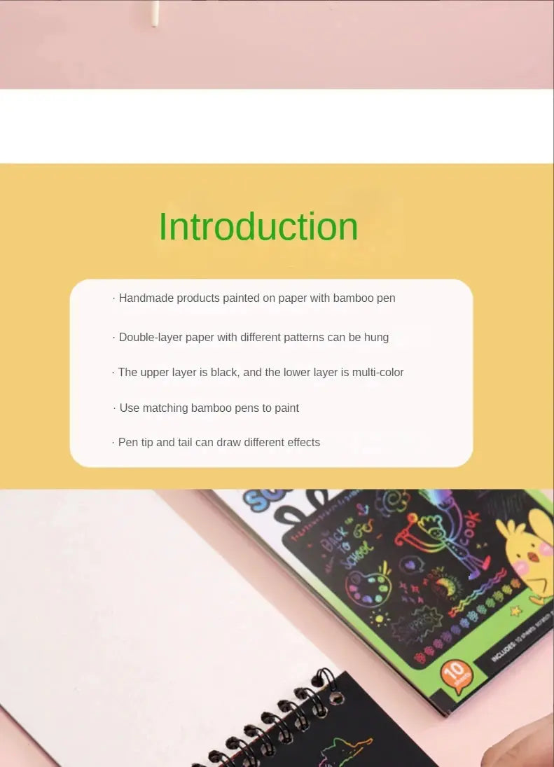 Scratch Paper Art Set Rainbow Magic Scratch Paper Kids Scratch Off Art Crafts Kit Drawing Painting Notebook DIY Girls Boys Toys Pinochio
