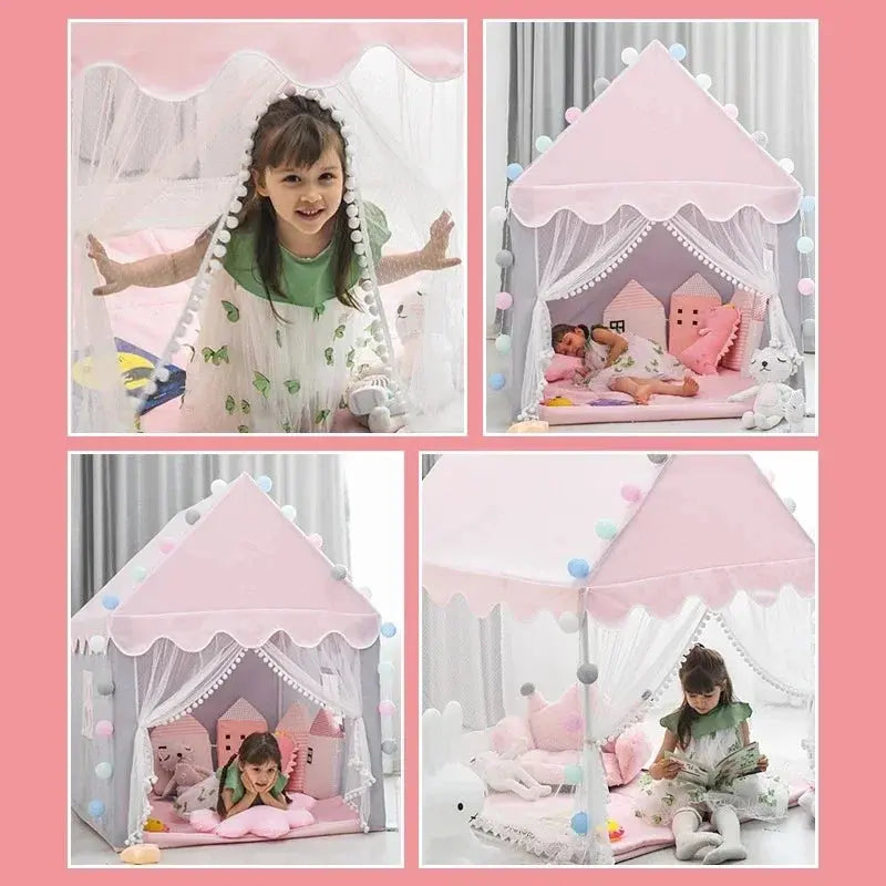 Large Kids Tents Tipi Baby Play House Child Toy Tent 1.35M Wigwam Folding Girls Pink Princess Castle Child Room Decor Pinochio