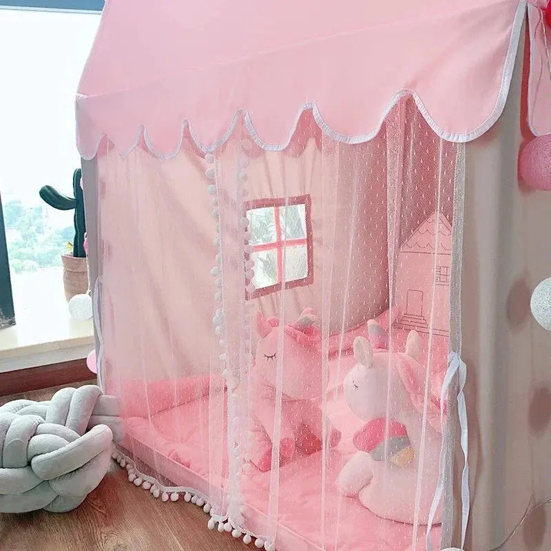 Large Kids Tents Tipi Baby Play House Child Toy Tent 1.35M Wigwam Folding Girls Pink Princess Castle Child Room Decor Pinochio