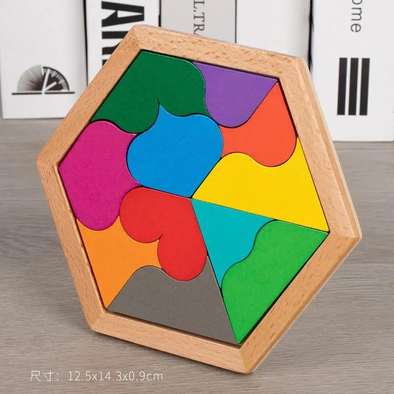Hexagonal Alien Chess Tangram Puzzle Brainstorming 11-piece Block Puzzle Jigsaw Classical Puzzle Children's Toys Pinochio