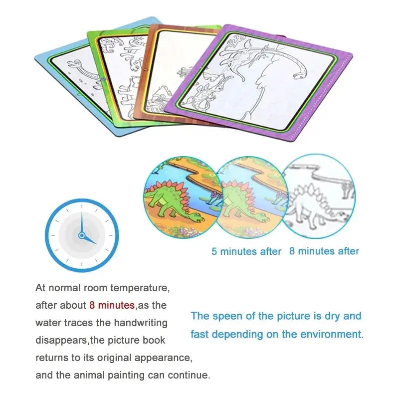 Children Early Education Toys Magical Book with Pen Water Drawing Toys Gift Reusable Coloring Book Magic Drawing Book Pinochio