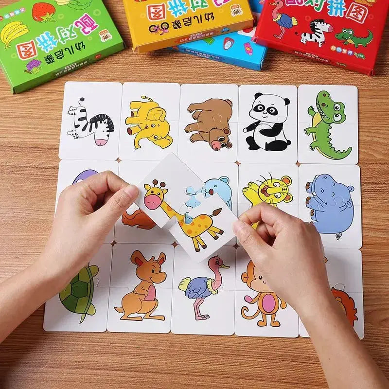 Animal Cards Matching Game Kids Puzzles Cartoon Pattern Cognitive Toys Fruit Traffic Memory Cards Children Early Educational Toy Pinochio