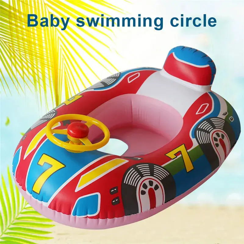 Inflatable Baby Swim Ring Seat Floating Sun Shade Toddler Swim Circle Outdoor Swimming Pool Bathtub Beach Party Summer Water Toy Pinochio