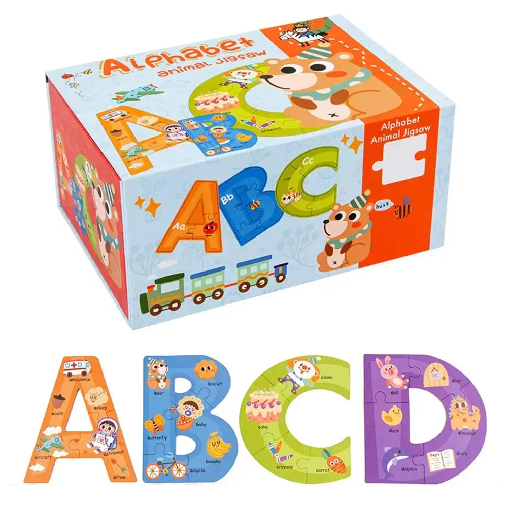 Montessori Wooden Alphabet Puzzles for Kids 3 4 5 Years ABC Kids Learning Toys Educational Montessori Puzzle for Preschool Boys Pinochio